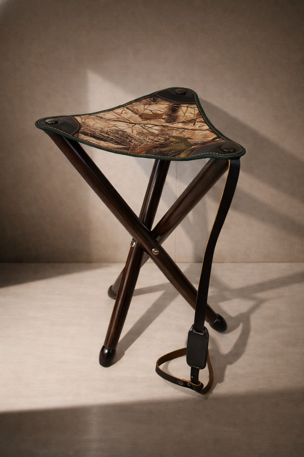 Huntra Woodland Camo & Solid Wood Stool