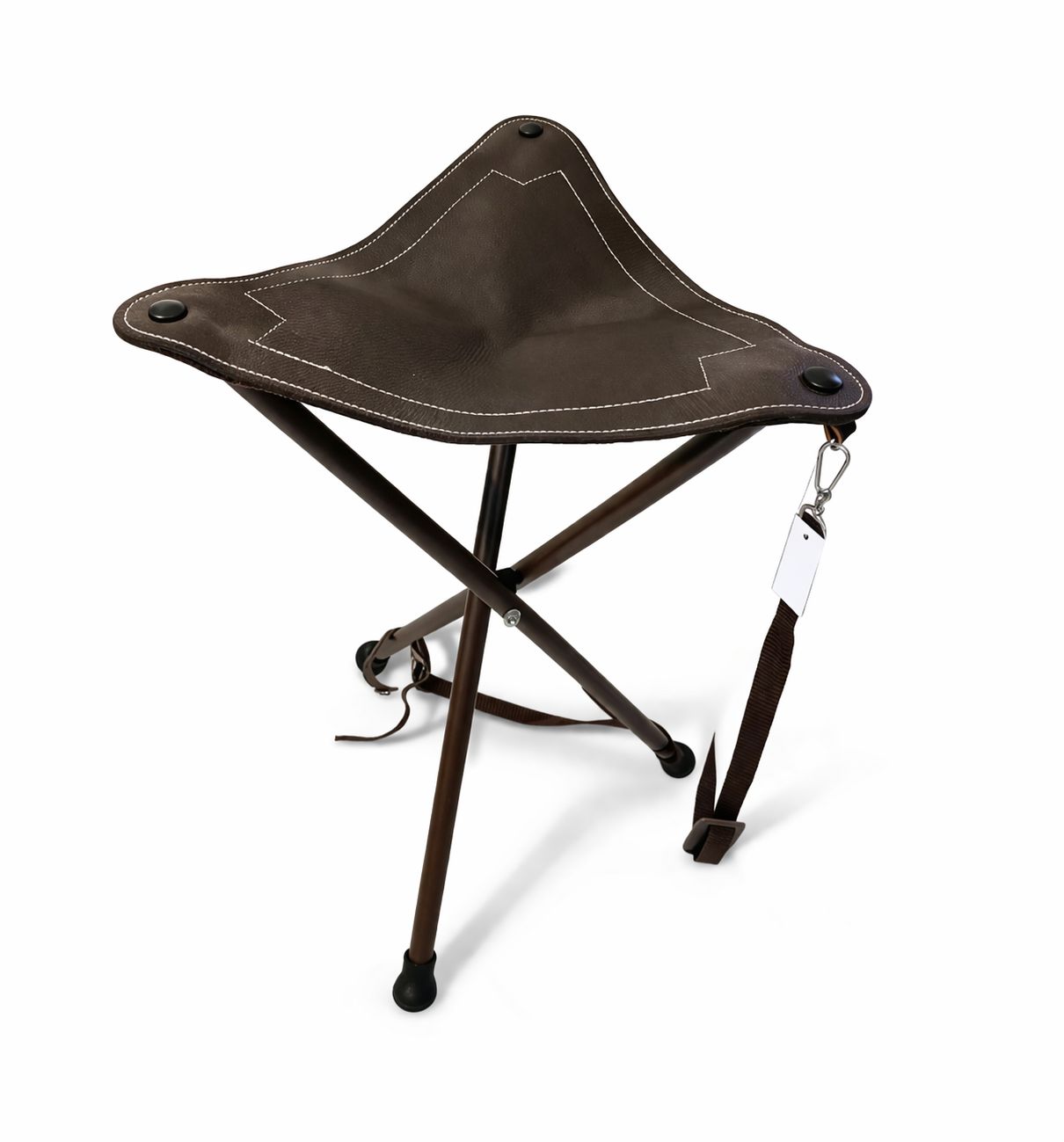 Premium Leather & Powder-Coated Metal Tripod Stool
